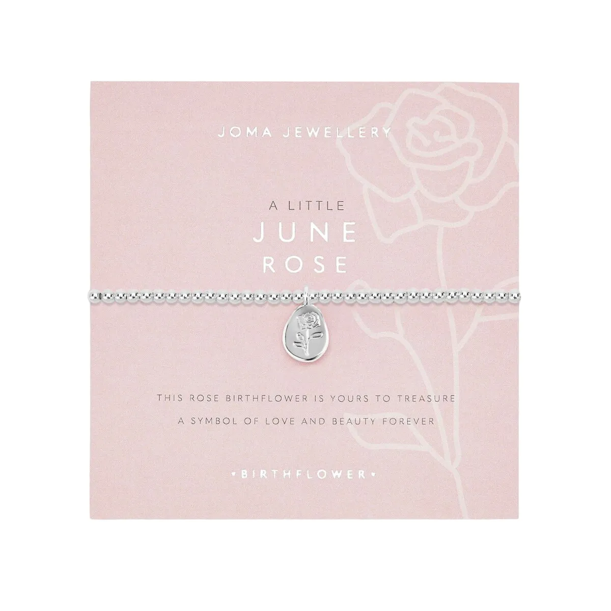 A Little 'June' Rose Birthflower Bracelet | Silver Plated