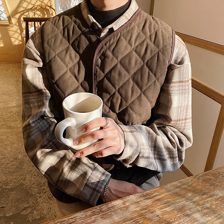 [Korean Style] Brown Single-breasted Vest